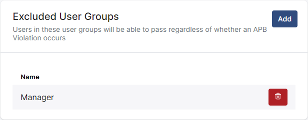 excluded user groups screenshot